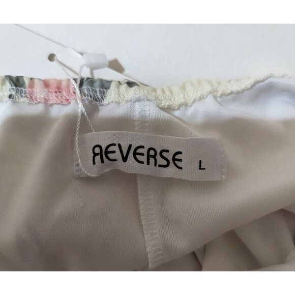 Reverse Womens Backless Dress Size L Yellow Pink Floral Strappy Rose Print Chic - Picture 9 of 12